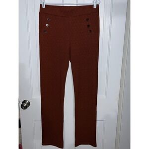 Betabrand Women's Size L Sailor Button High Rise Herringbone Pants Rust Orange